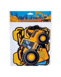 Letrero feliz cumpleaños construcción 