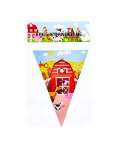 Banderín papel estampado granja 6und multicolor