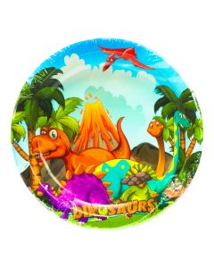 Plato estampado dinosaurio 7pulg multicolor