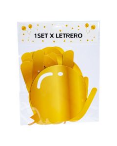 Letrero happy birthday dorado