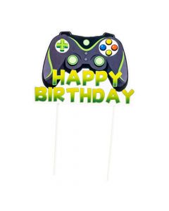 Topper papel estampado happy birthday gamer
