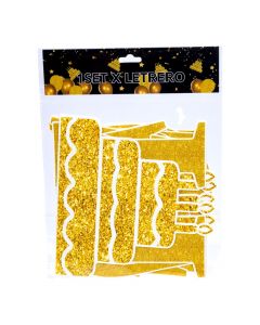 Letrero happy birthday dorado