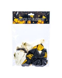 Globo látex estampado happy birthday 10und surtido