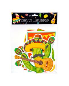 Letrero Celebración y Fiesta  mexicana