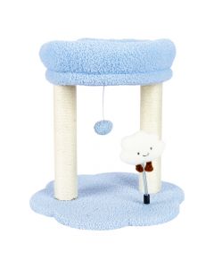Rascador para mascota celeste y beige