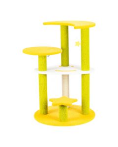 Rascador para mascota afelpado verde con amarillo