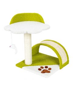 Rascador para mascota afelpado verde con blanco