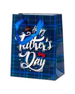 Bolsa papel estampado cuadros happy fathers day 18x23x19cm multicolor