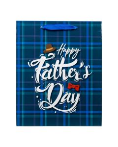 Bolsa papel estampado cuadros happy fathers day 26x32x12cm multicolor