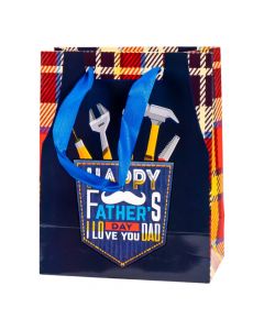 Bolsa papel estampado happy fathers day i love you dad 18x23x10cm multicolor