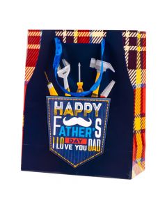 Bolsa papel estampado happy fathers day i love you dad 26x32x12cm multicolor