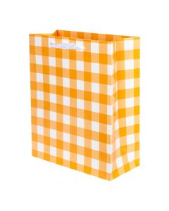 Bolsa de regalo cuadros naranja blanco
