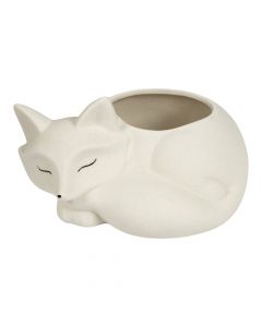 Maceta ceramica c/figura zorro blanco