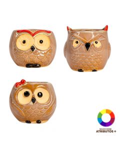Maceta cerámica búho decorativa