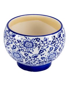 Maceta cerámica floral azul