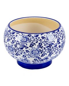 Maceta cerámica floral azul