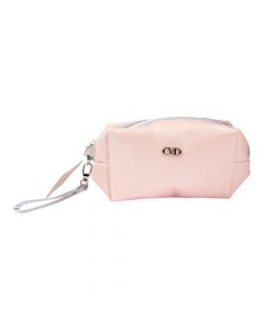 Cosmetiquera rosada con relieve