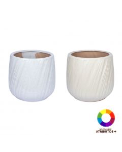 Maceta ceramica c/relieve l 38x38x36cm surtido