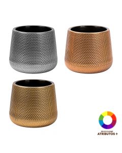 Maceta plástica diseño metálico