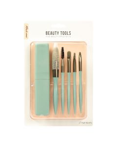 Brocha plastica para maquillaje lisa 6pzas turquesa