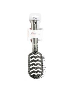 Cepillo plastico para cabello con relieve gris+negro