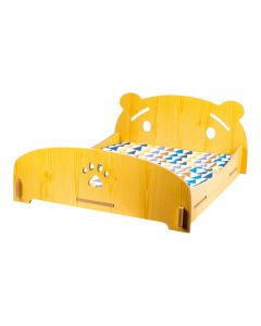 Cama madera beige mascota