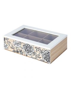 Caja madera flores para té