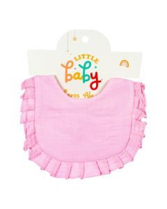 Babero de tela con relieve rosado