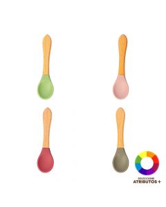 Cuchara silicón bebé madera