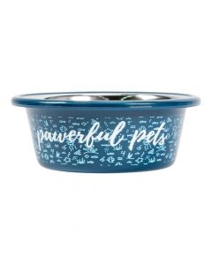 Taza metalica con plastico para mascota pawerful pets azul+plateado