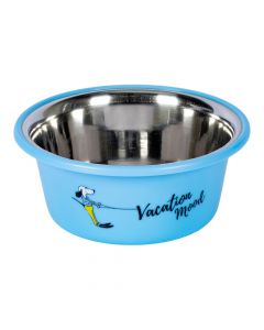 Taza metalica con plastico para mascota celeste+plateado