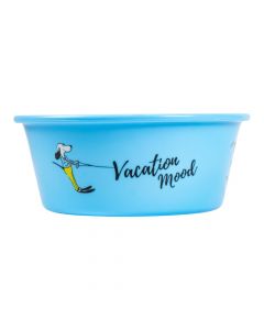 Taza metalica con plastico para mascota celeste+plateado