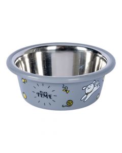 Taza metalica con plastico para mascota gris+plateado