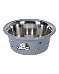 Taza metalica con plastico para mascota gris+plateado