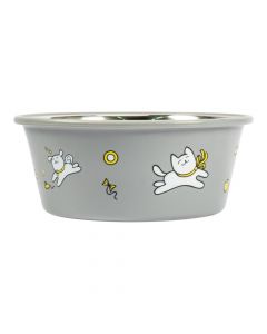 Taza metalica con plastico para mascota egris+plateado