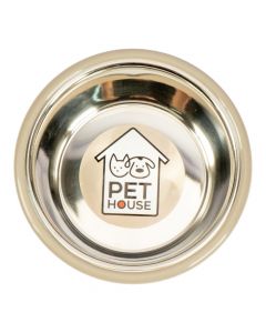 Taza metalica con plastico para mascota estampado gris+plateado