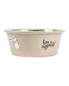 Taza metalica con plastico para mascota estampado gris+plateado
