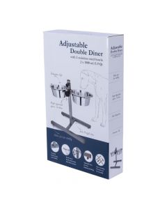 Taza metalica doble con base ajustable1800ml gris+plateado
