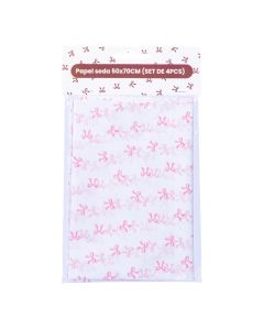Papel seda lazos blanco rosado