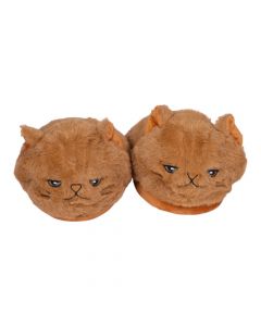 Pantufla afelpada gato marron