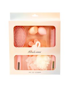Accesorio para cuidado personal 6pzas rosado+blanco