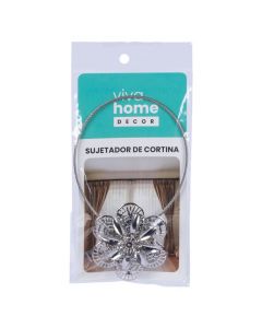 Sujetador cortina flor plateado