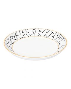 Plato cerámica rayas blanco+negro