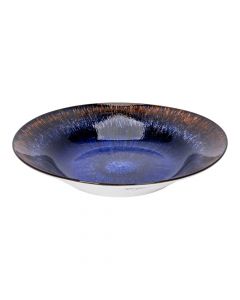 Plato hondo azul y marrón