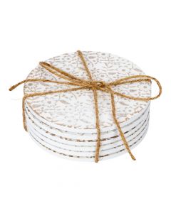 Posavasos madera set 6 blanco