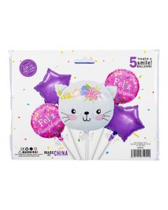Globo metálico cumpleaños gato