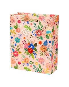 Bolsa papel diseño floral mediana