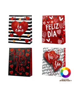 Bolsa papel mediana corazón escarchado