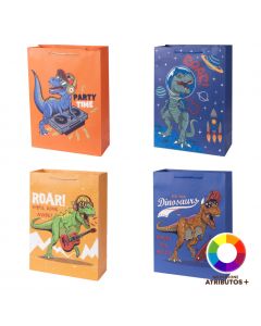 Bolsa papel dinosaurio escarchada