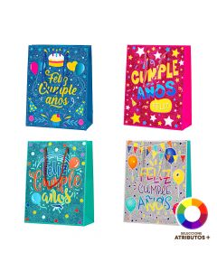 Bolsa papel cumpleaños escarchada